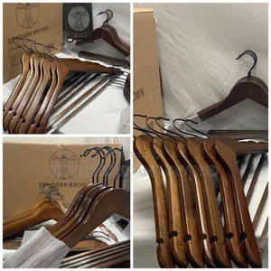 Dark Brown Wooden Hanger (Pack of 10)