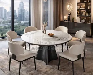 Quality Round Marble Table by 6 Seater