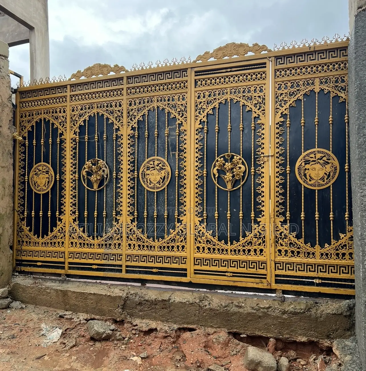 Wrought Iron Sliding Gate Gold