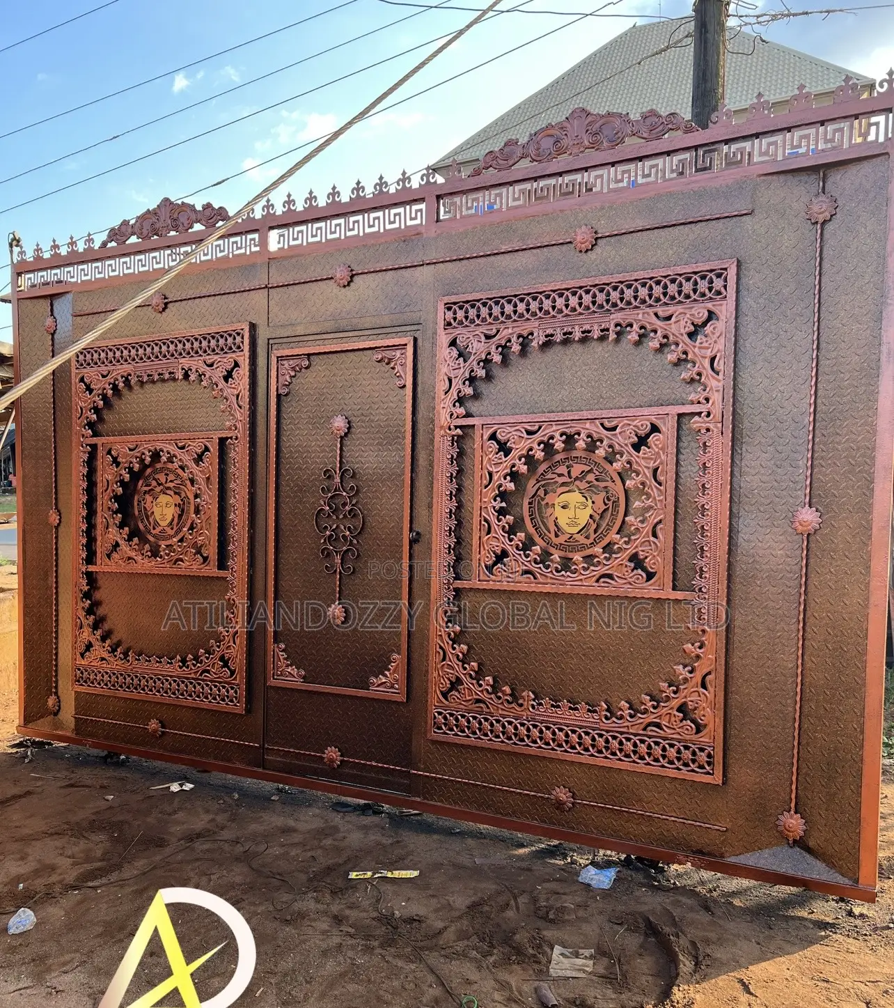 Wrought Iron Sliding Gate Brownish
