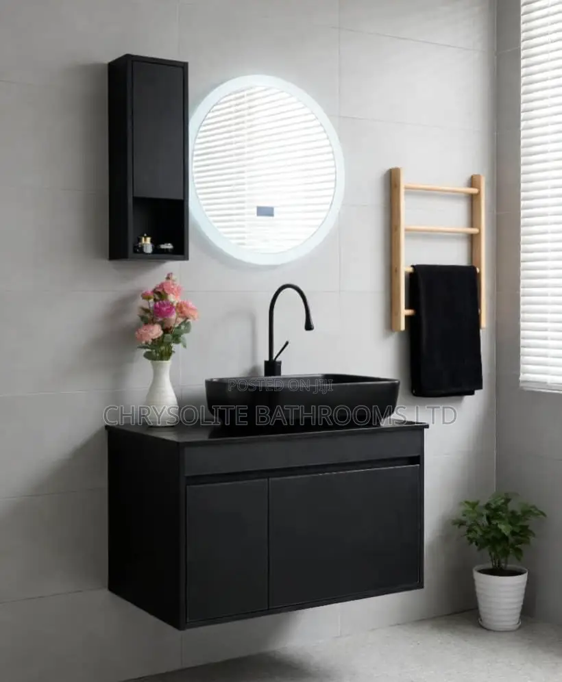 All Black Floating Vanity Cabinet