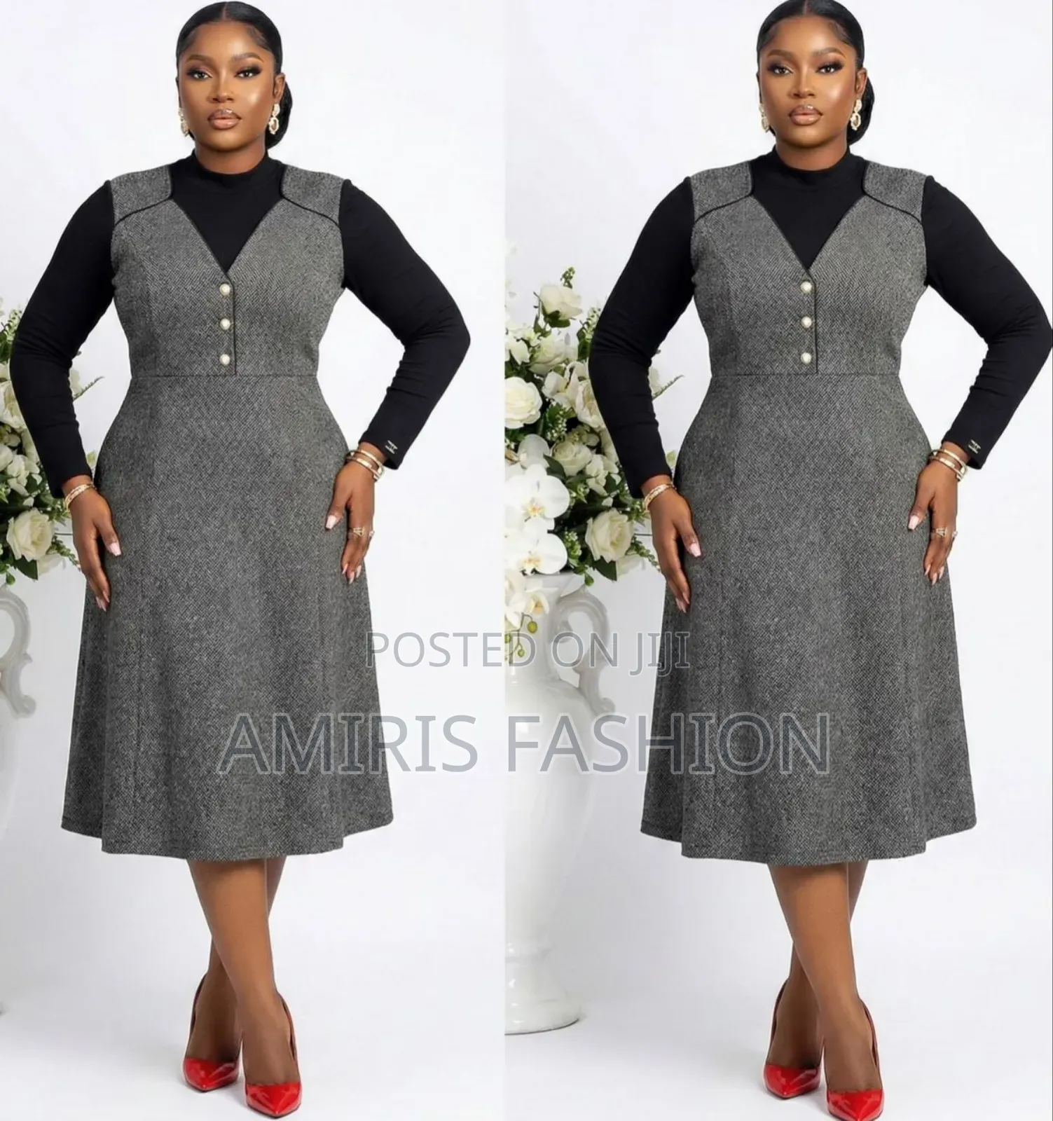 Turtle Neck Long Sleeve Office Gown
