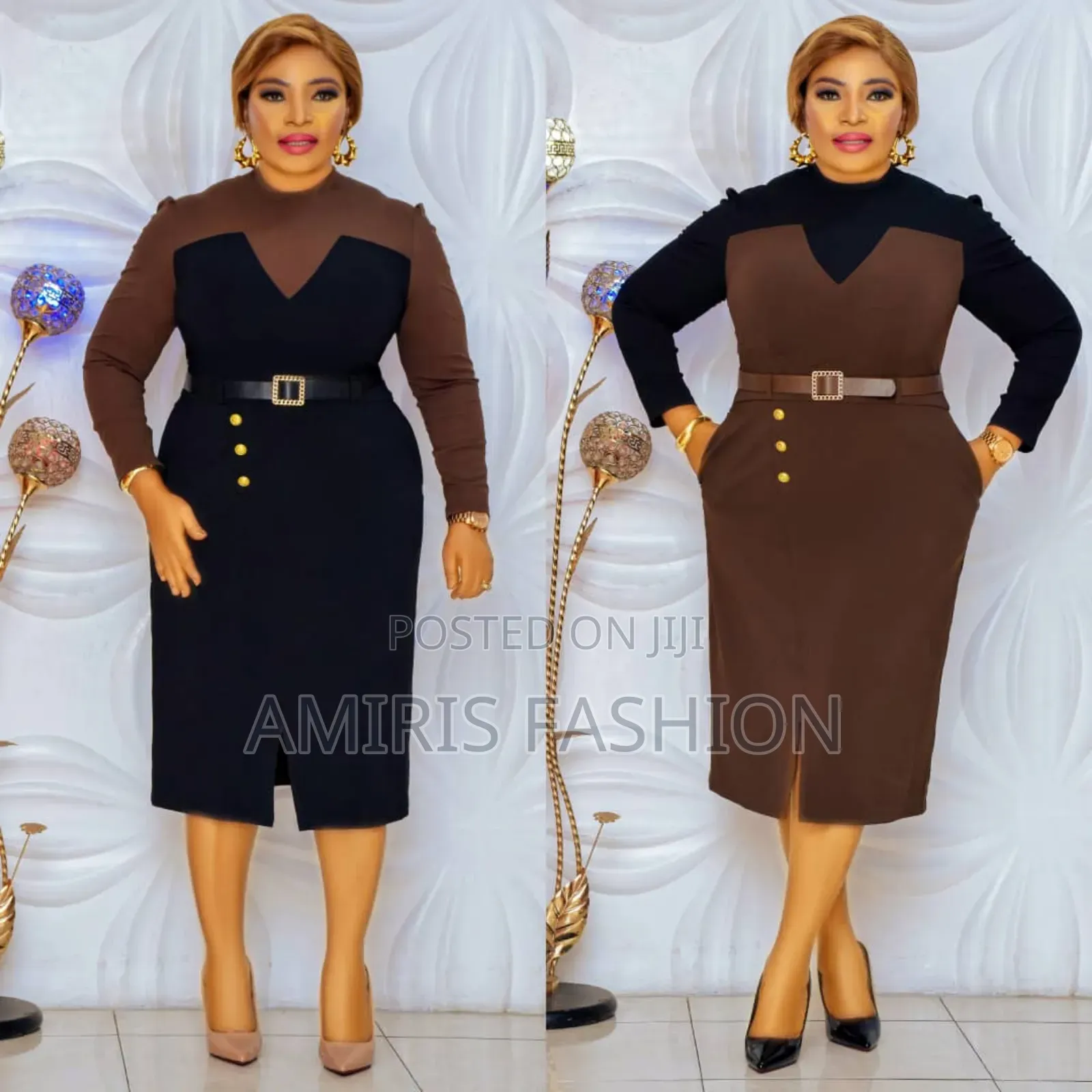 Turtle Neck Long Sleeve Office Gown