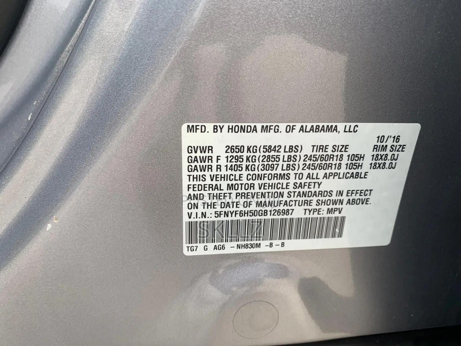 Honda Pilot 2017 Silver