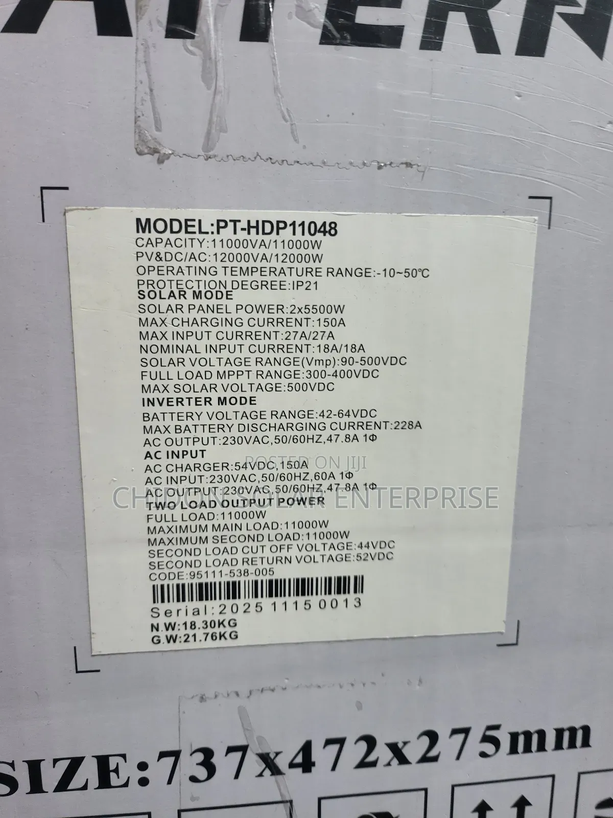 6.2kva 48v Pattern Hybrid Inverter