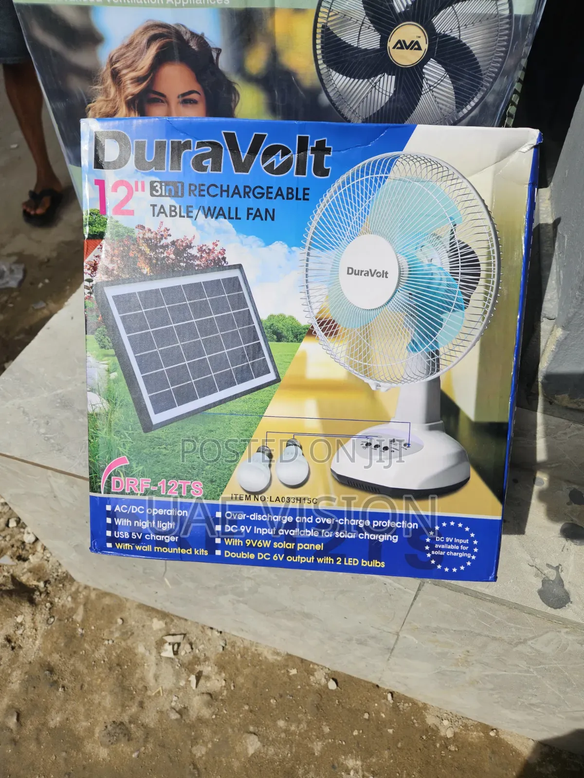 Duravoit Solar Rechargeable Fan 3in1