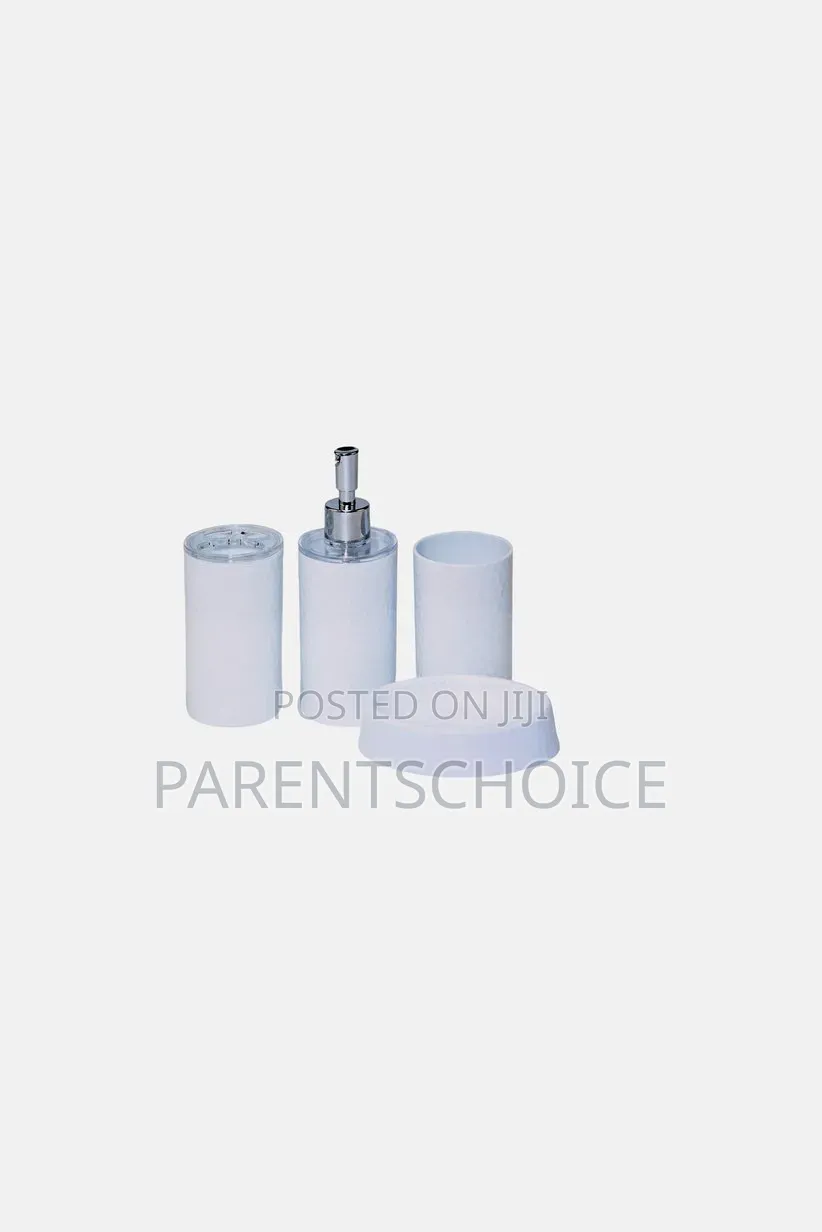 4 Piece Bathroom Accessory Set- White / Black