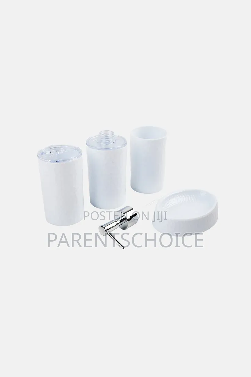 4 Piece Bathroom Accessory Set- White / Black