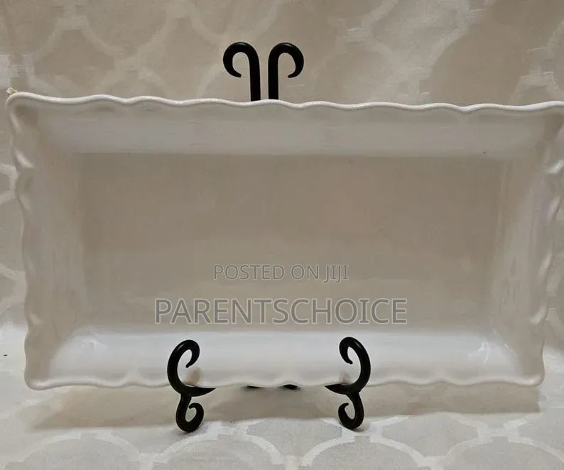 White Serving Ceramic Rectanglar Platter Plates- 20pcs