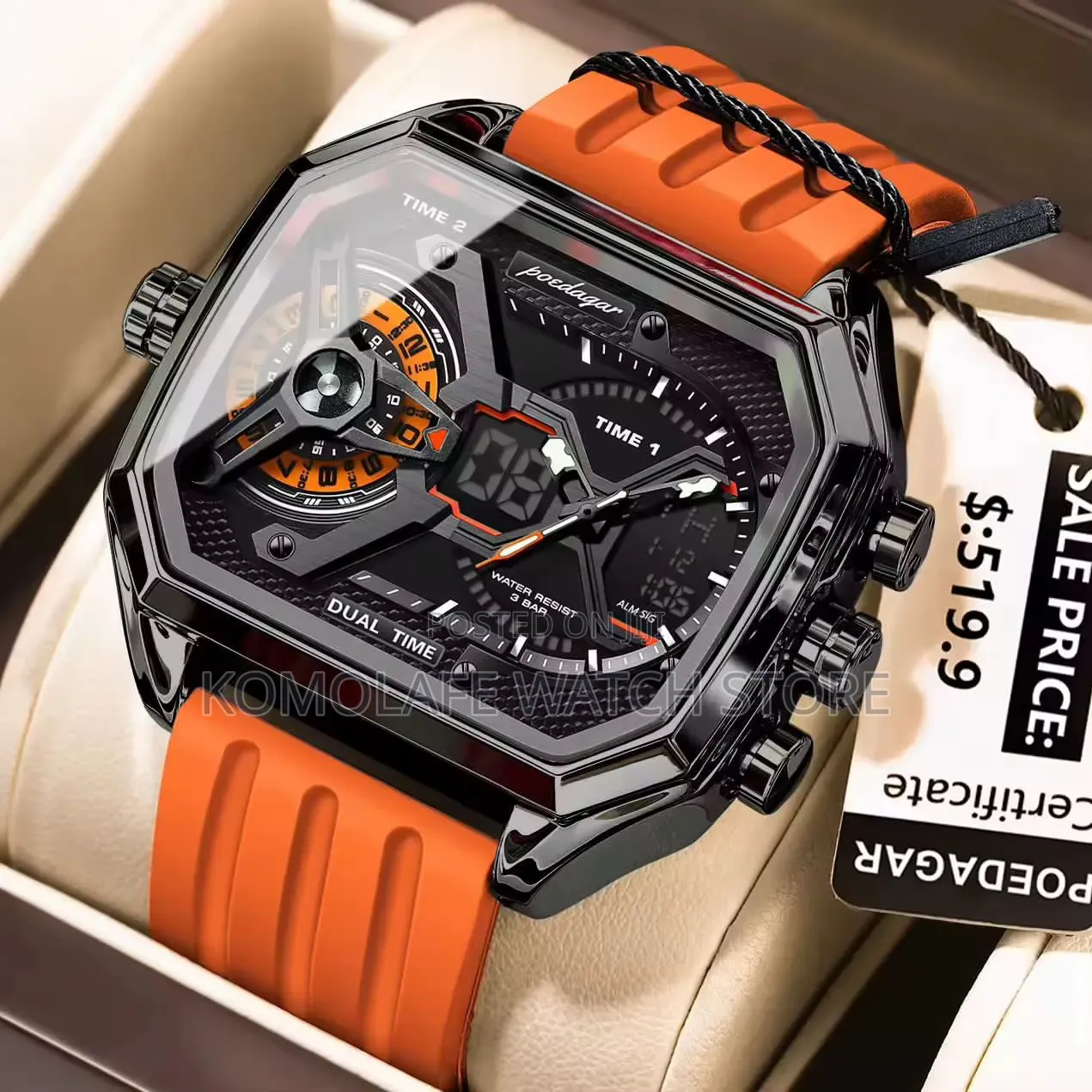 Poedagar Rubber Double Timepiece