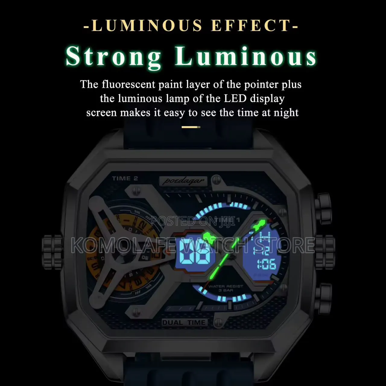 Poedagar Rubber Double Timepiece