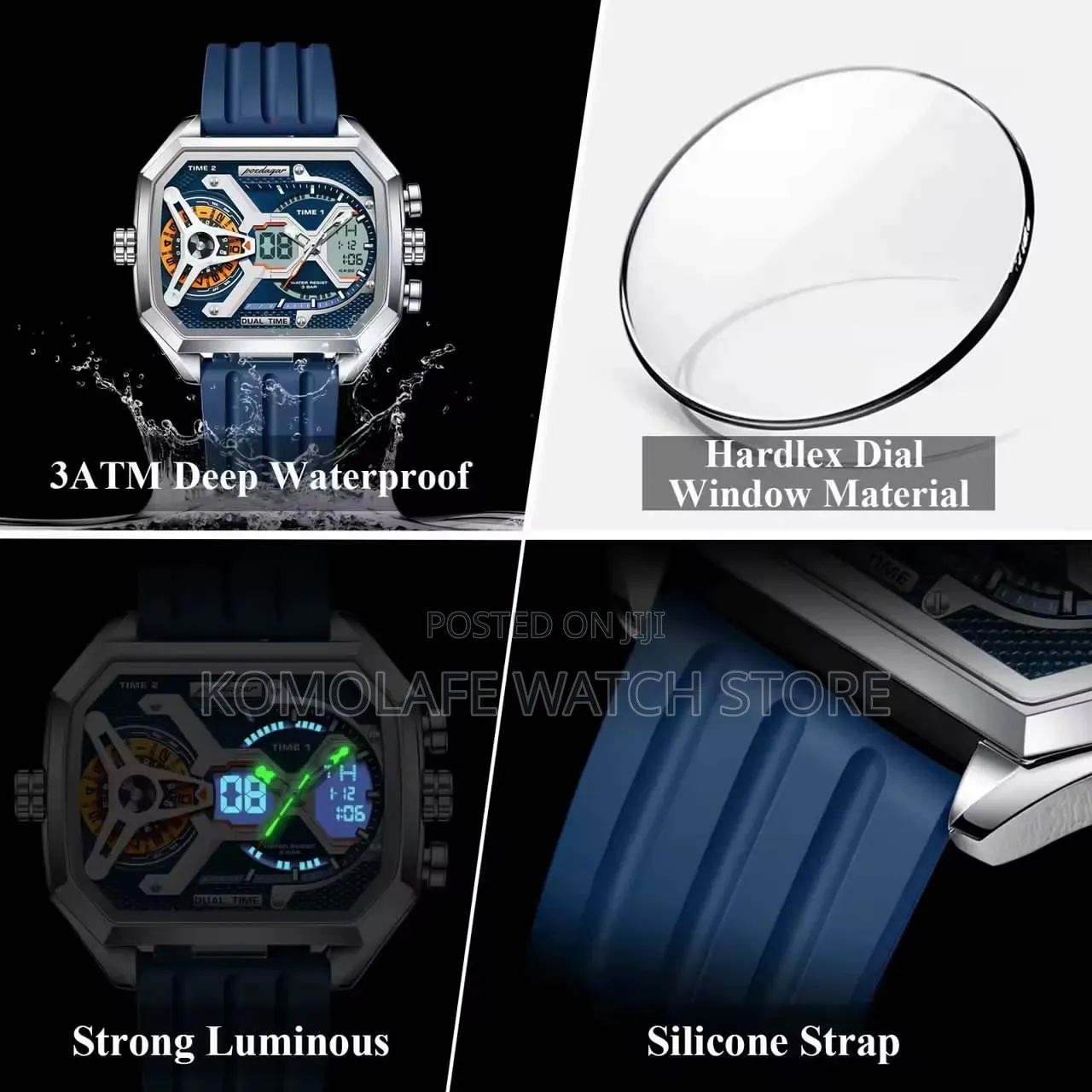 Poedagar Rubber Double Timepiece