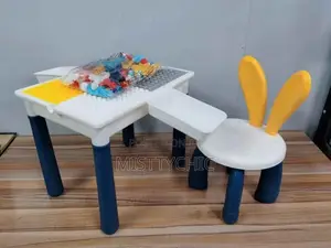 Chair and Table With Writing Board With Building Block Sets