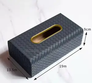 Luxury Custom Logo Leather Tissue Box