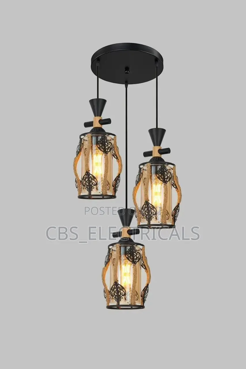 Rustic Industrial Triple Pendant