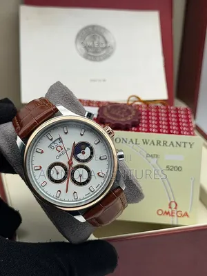 *Omega Watch* _Leather Strap_ _Active Chronograph