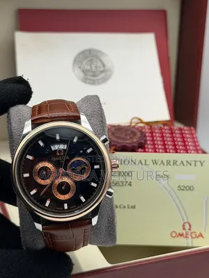 *Omega Watch* _Leather Strap_ _Active Chronograph