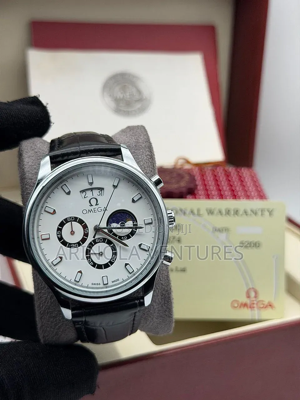 *Omega Watch* _Leather Strap_ _Active Chronograph