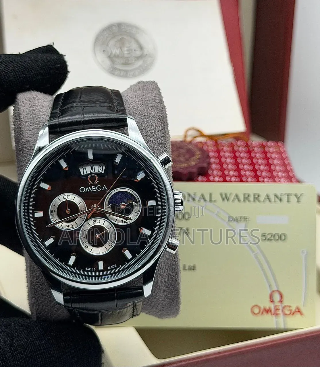 *Omega Watch* _Leather Strap_ _Active Chronograph