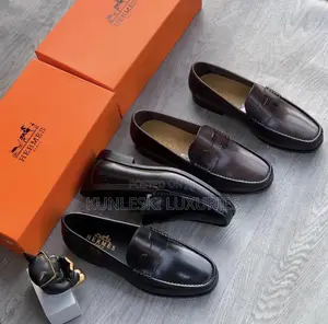 Original Hermes Black Loafers Shoes for Men