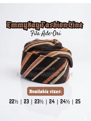 Brown Strip Yoruba Cap