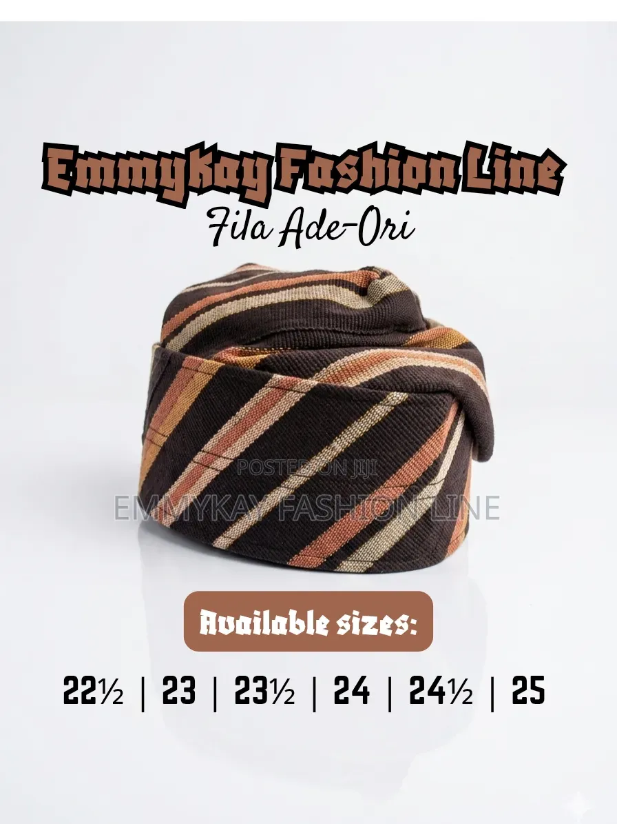 Brown Strip Yoruba Cap