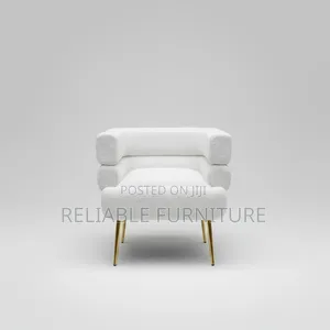 Accent Chair With Gold Stiletto Legs (Modern Off-White Bouclé)