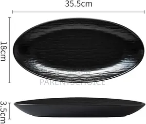 Oval-Shaped Melamine Unbreakable Fish Plate - 12pcs
