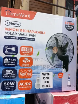 Solar Wall Fan 18 Inches Rechargeable