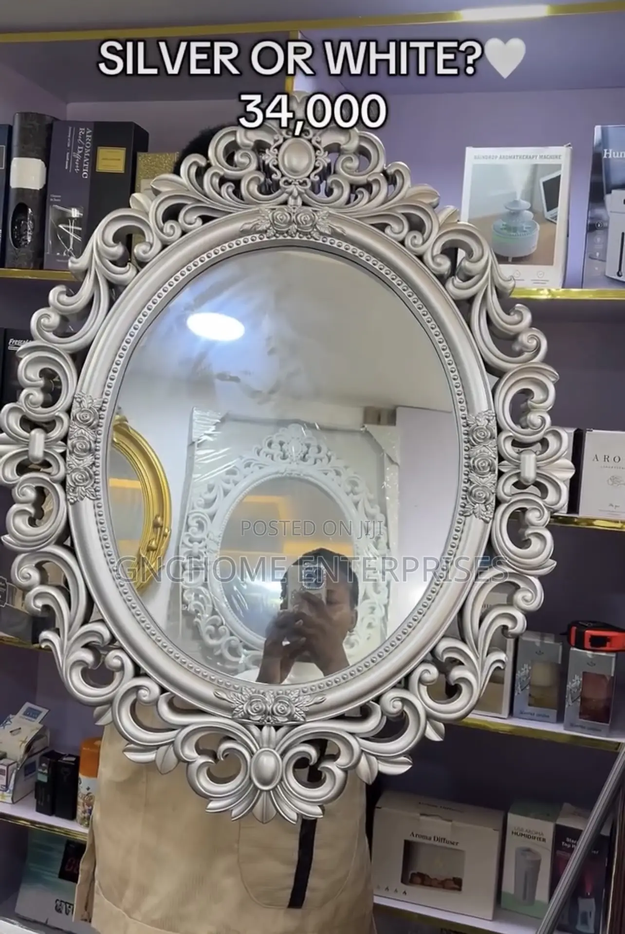Sliver/White Dressing Mirror