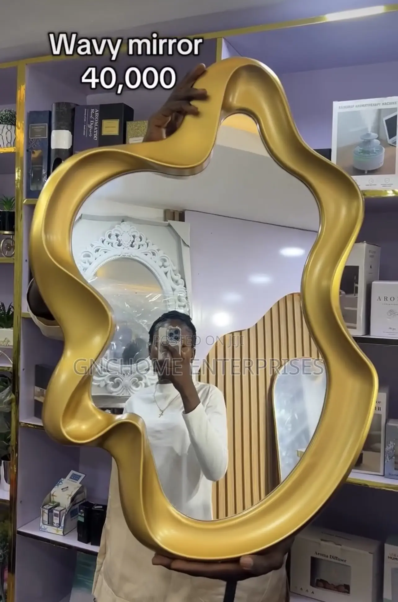 Wavy Gold Frame Mirror