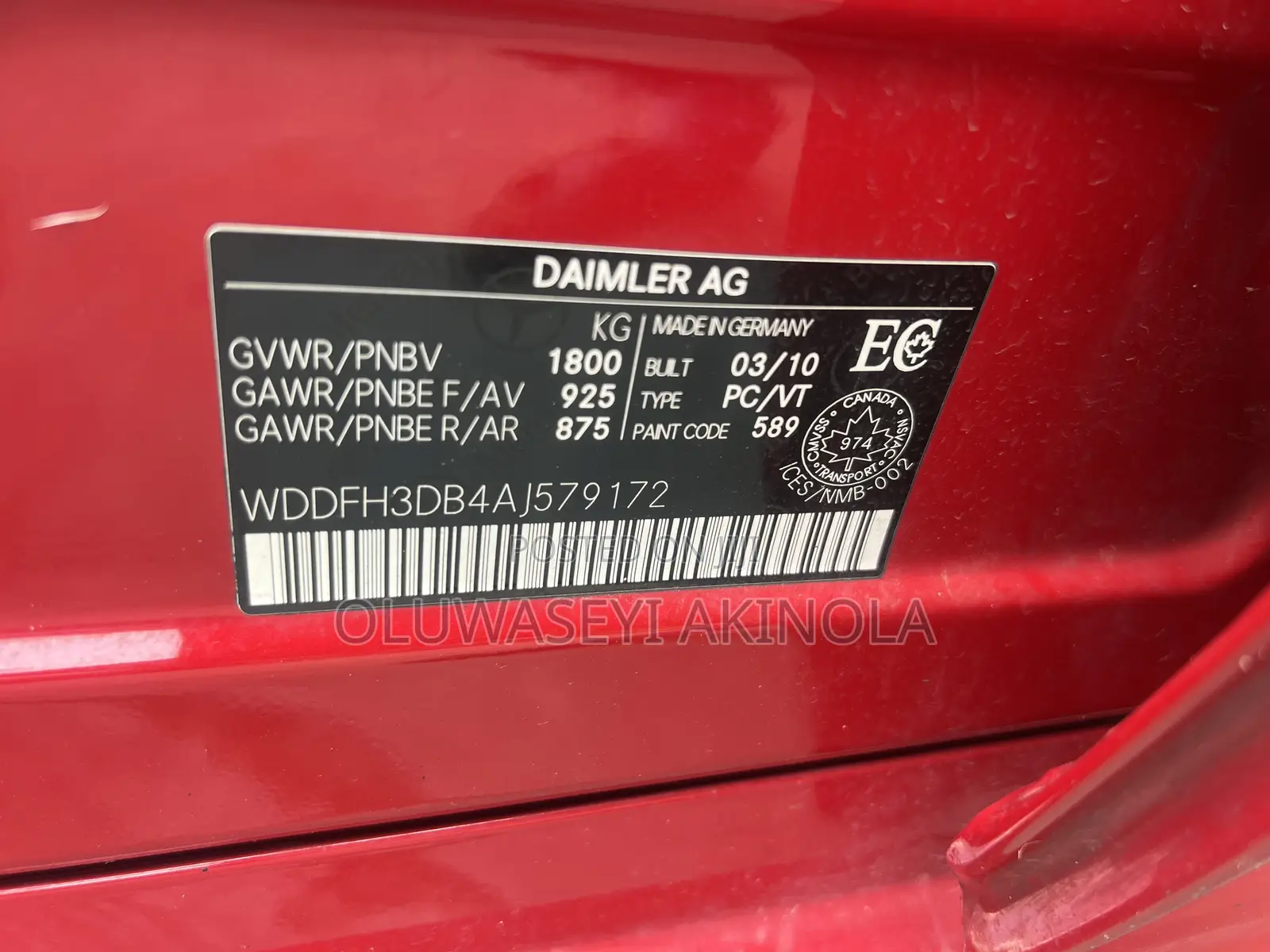 Mercedes-Benz B-Class 2010 Red