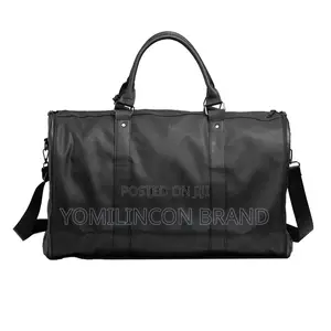 Levelo Allinstyle Saffiano Leather Travel Duffle Bag - Black