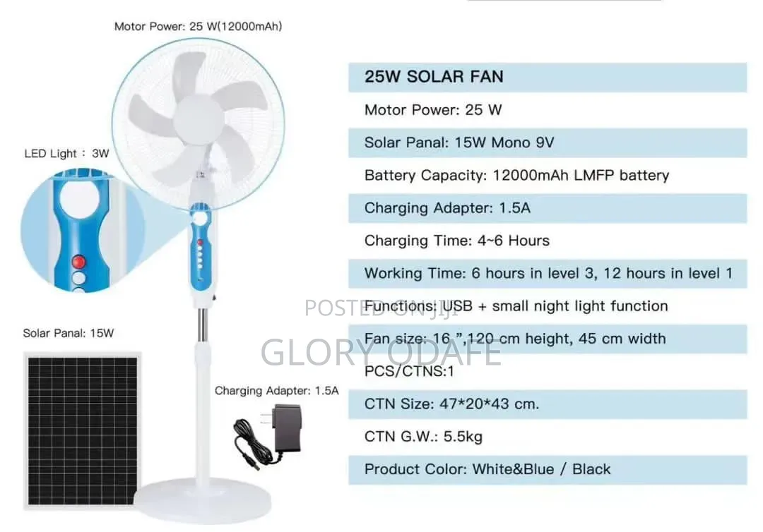 Fibon Solar Fan