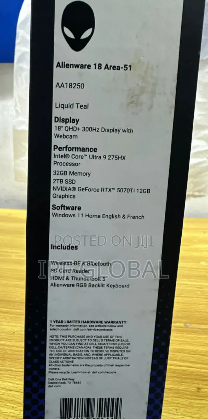 New Laptop Alienware 18 Area-51 32GB Intel Core Ultra 9 SSD 2T