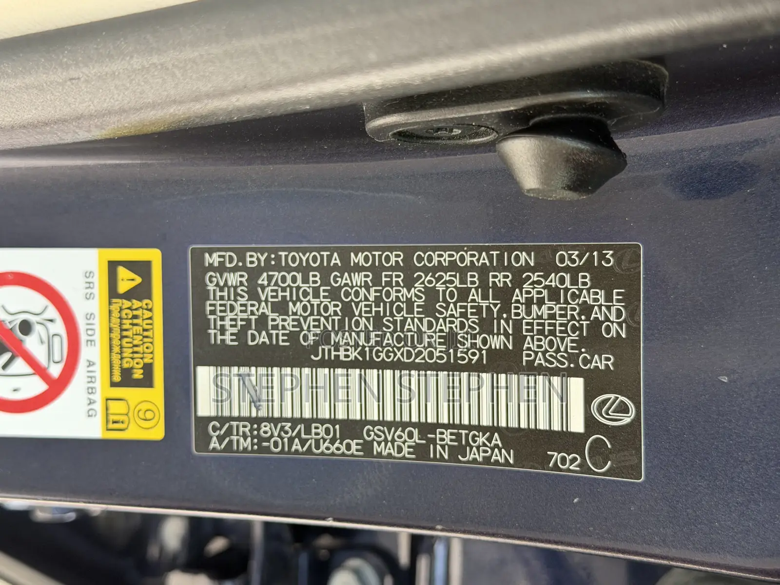 Lexus ES 2013 Blue