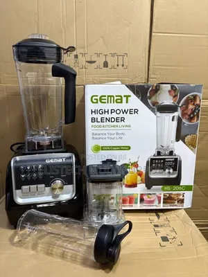 Gemat High Power Blender Hs-206c - 100% Copper Motor Grinder Cup