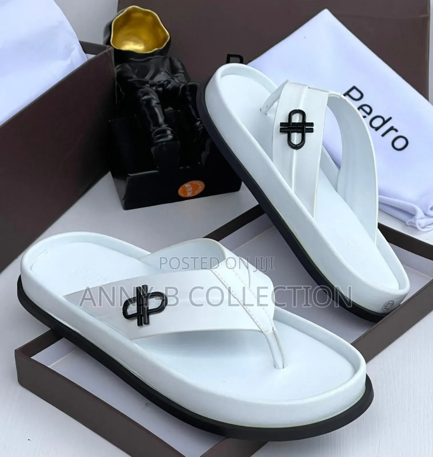 Luxury White Pedro Slippers