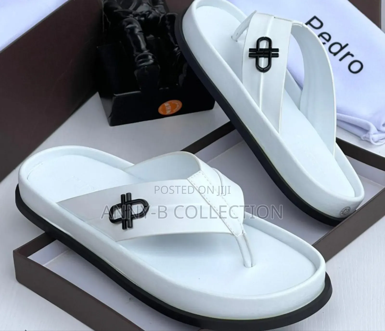 Luxury White Pedro Slippers
