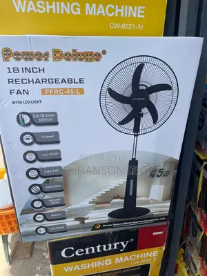 Power Deluxe 18-Inch Rechargeable Standing Fan, Model PFRC-45-L
