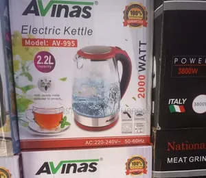 Avinas 2.2l Electric Glass Kettle - Blue Led Stainless Steel Base