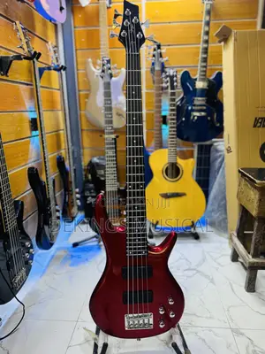 Smiger 5-String Passive Electric Bass Guitar Metallic Red Finish
