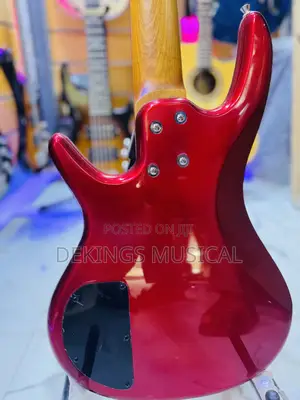 Smiger 5-String Passive Electric Bass Guitar Metallic Red Finish