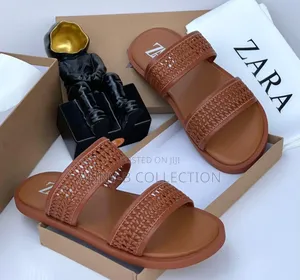 Men Zara Woven Leather Pam Slippers