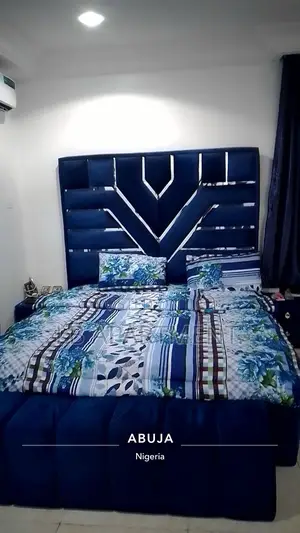 6 by 6 7 Ft Bedframe With 2 Side Drawers and Ottoman