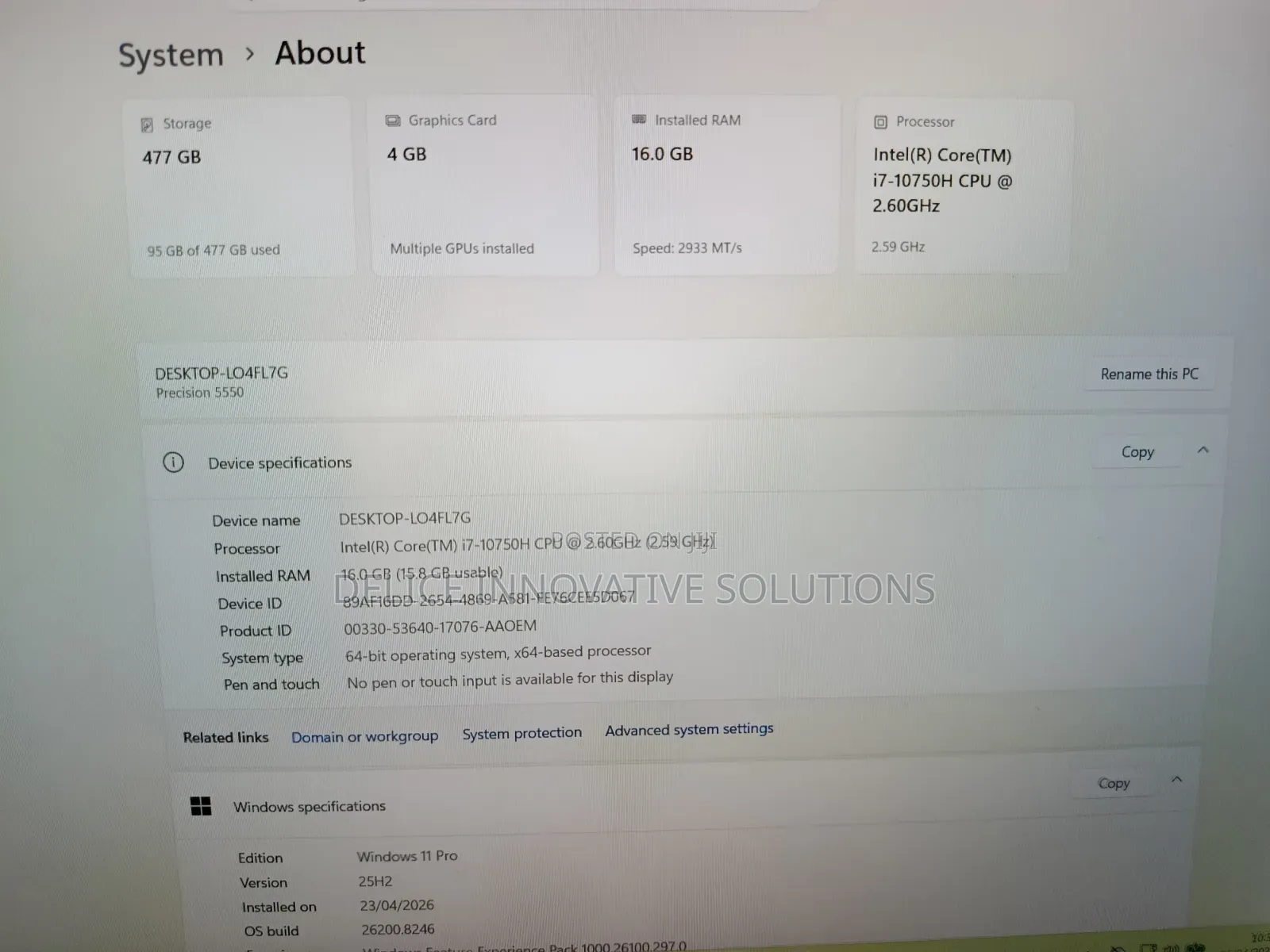 Laptop Dell Precision 5550 16GB Intel Core i7 SSD 512GB