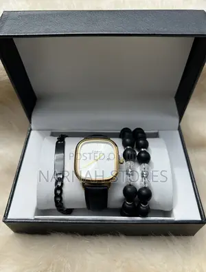 Black Men’S Wrist Accessory Set