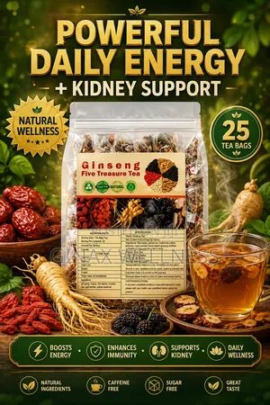 Ginseng Five Treasure Tea For Energy, Immunity, And Kidney Health