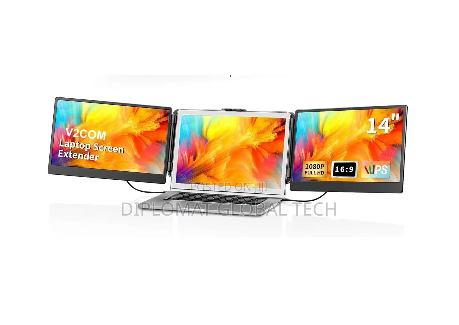 V2com Laptop Triple Screen Extender - 14 Inch Ips FHD 1080p