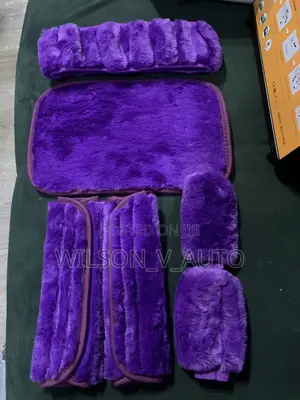 Luxury 6-Piece Plush Car Steering Cover Interior Accessory Set